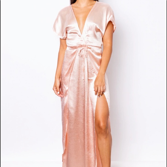 San Joy Dresses & Skirts - Blush Pink Maxi Dress with Tie Waist